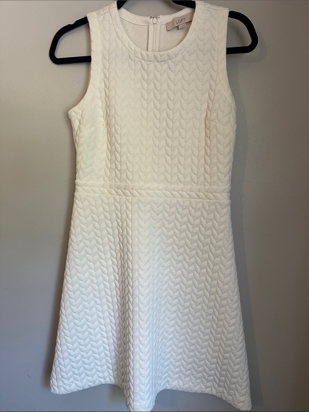 Ann Taylor LOFT Ivory Cream Quilted Sleeveless Dress, 4